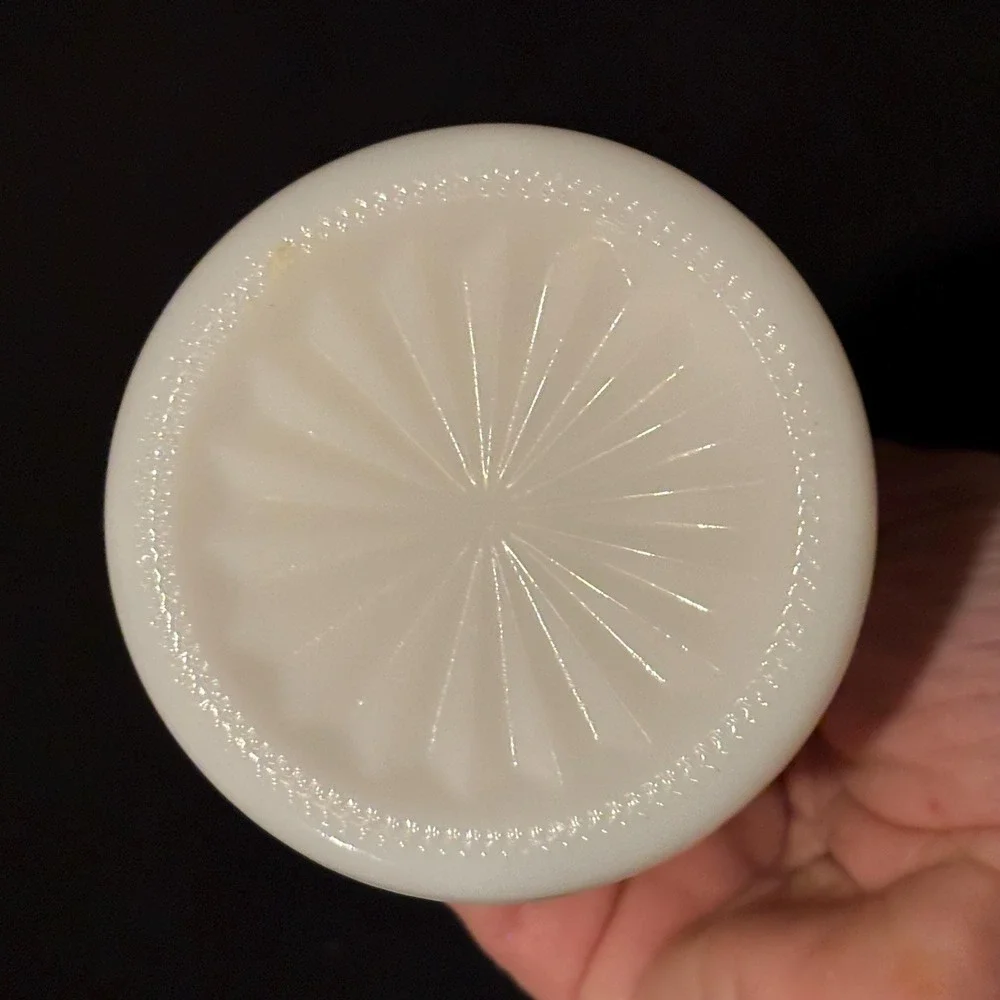 Vintage Milk Glass Vase – Embossed Geometric Pattern Bud Vase